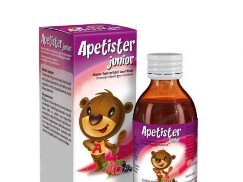 Apetister junior feketeribizlilé koncentrátumot, növényi kivonatokat és vitaminokat tartalmazó étrend-kiegészítő oldat, 100 ml